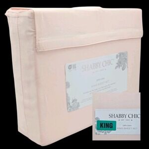 Shabby Chic 100% Cotton King Sheet Set Pink